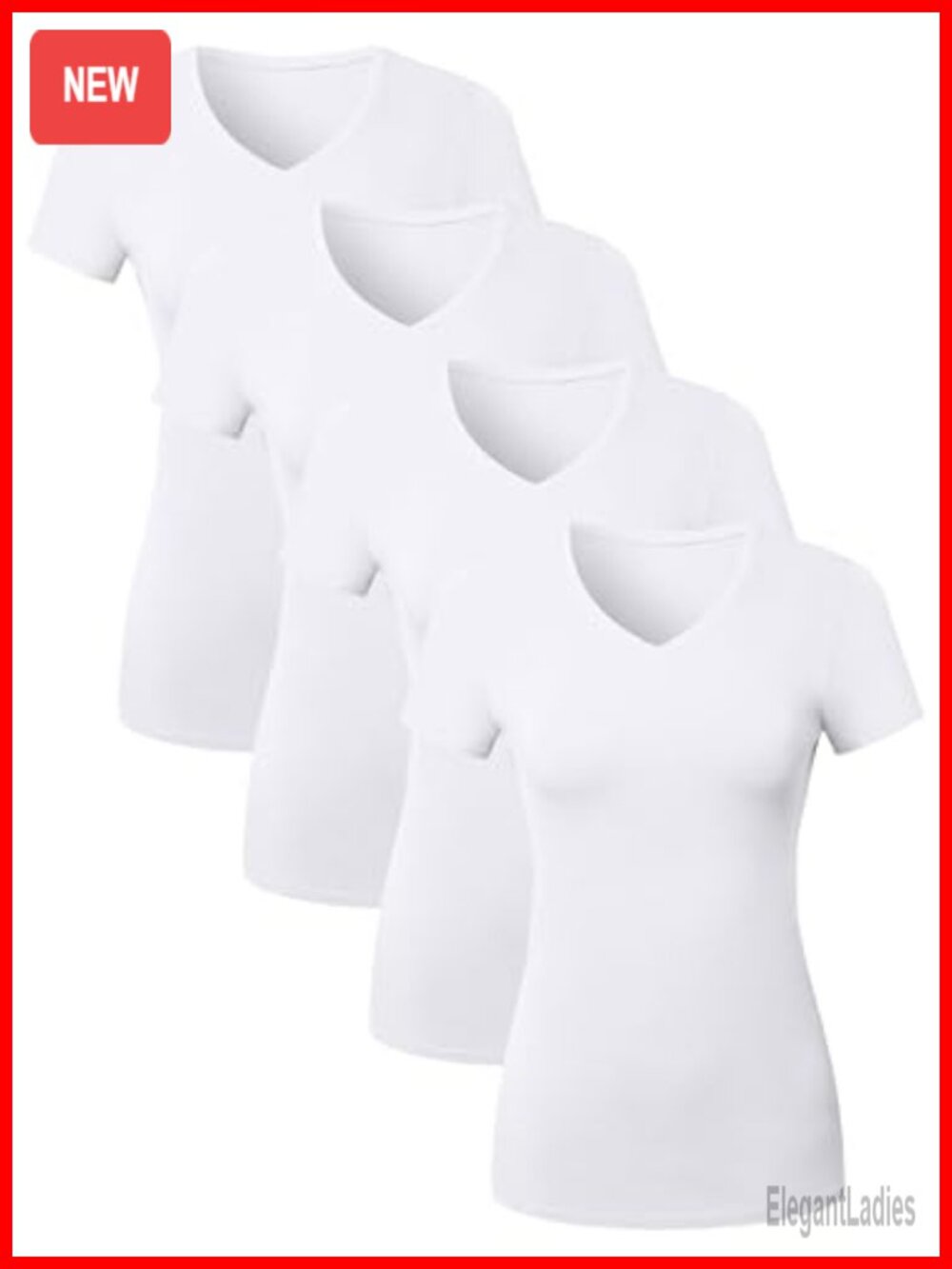 Women's Cotton V-Neck T-Shirt Basic Tee Short Sleeve Top